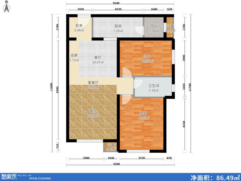 包頭裝修方案包頭加州郡府93㎡